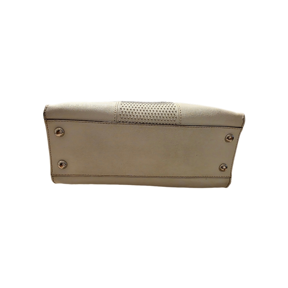Michael Kors Off-White Leather Hamilton Microstud Center Stripe Satchel EUC - Picture 6 of 11